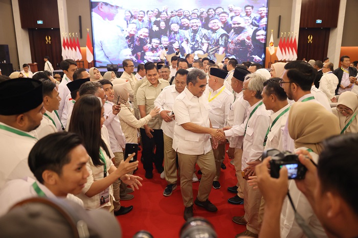 Sekjen Partai Gerindra Ahmad Muzani menghadiri konsolidasi 1700 calon anggota legislatif (caleg) se Provinsi Jawa Barat. (Dok. Tim Media Gerindra) 